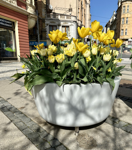 Sklolaminátové květináče v centru města
